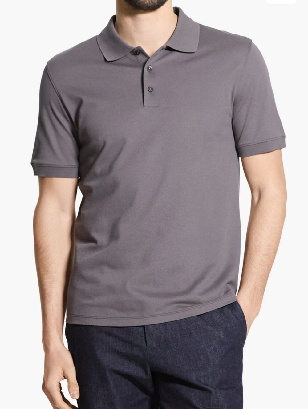 Theory Carbon/Dark Gray Precise Piqué Polo Size S
